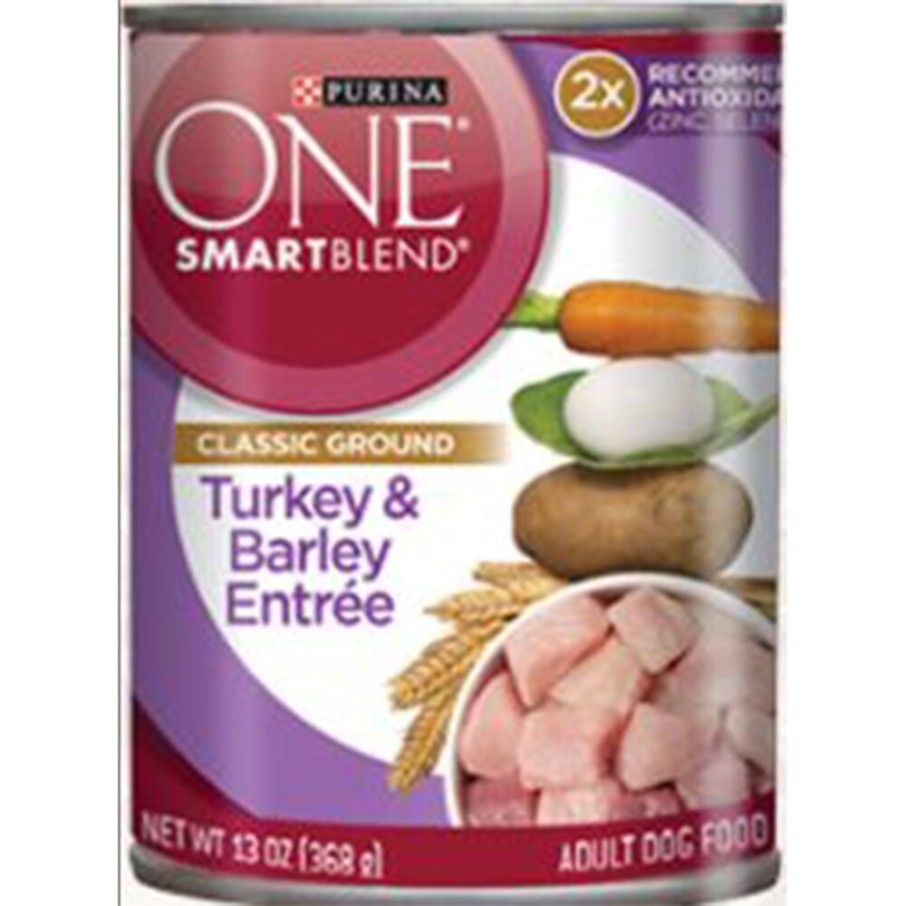 image of Purina One Wet Dog Food- Vibrant Maturity, Turkey and Barley, 13 oz