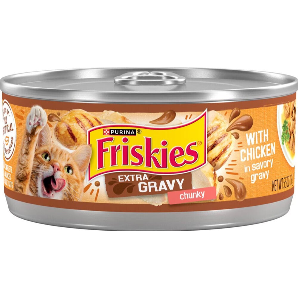 image of Friskies Wet Cat Food- Extra Gravy, Chunky, Chicken, 5.5 oz