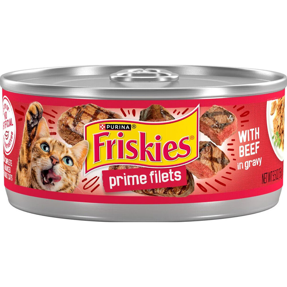 image of Friskies Wet Cat Food- Prime Filets, Beef, 5.5 oz