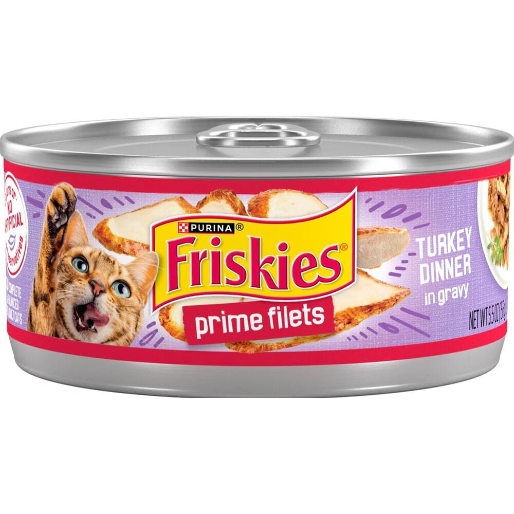 image of Friskies Wet Cat Food- Prime Filets, Turkey Dinner, 5.5 oz