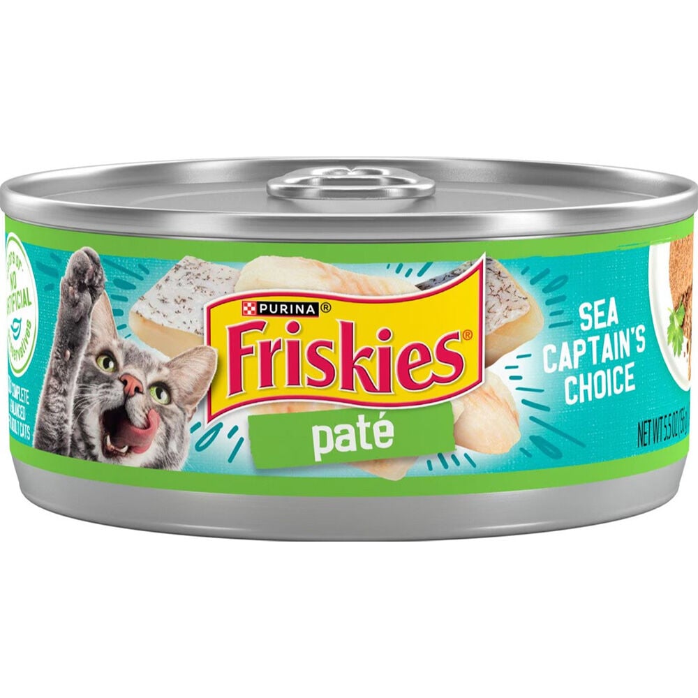 image of Friskies Wet Cat Food- Classic Pate, Sea Captain's Choice, 5.5 oz