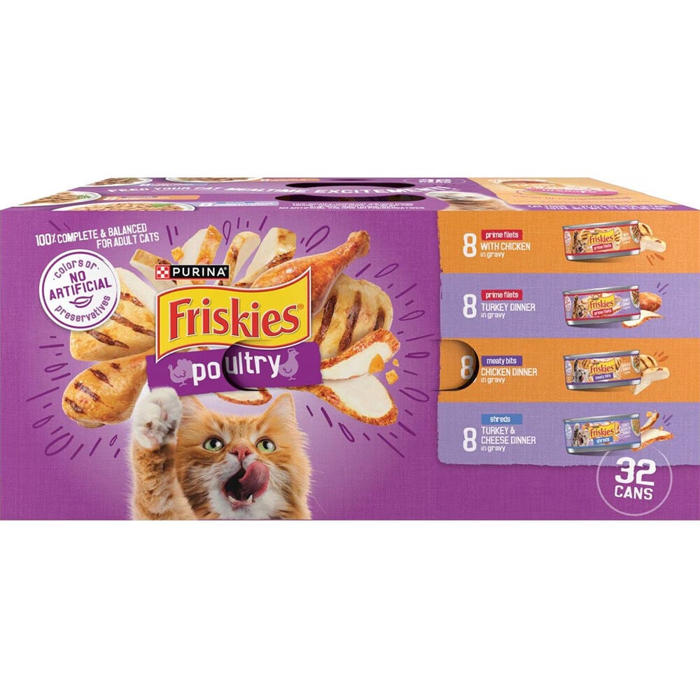 image of Friskies Wet Cat Food- Poultry Variety Pack, 5.5 oz, 32 pk