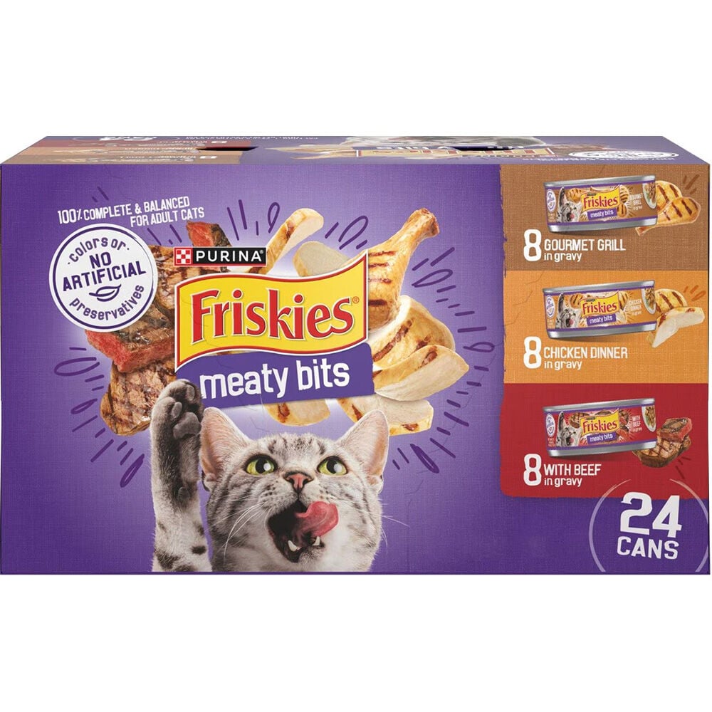 image of Friskies Wet Cat Food- Meaty Bits Variety Pack, 5.5 oz, 24 pk
