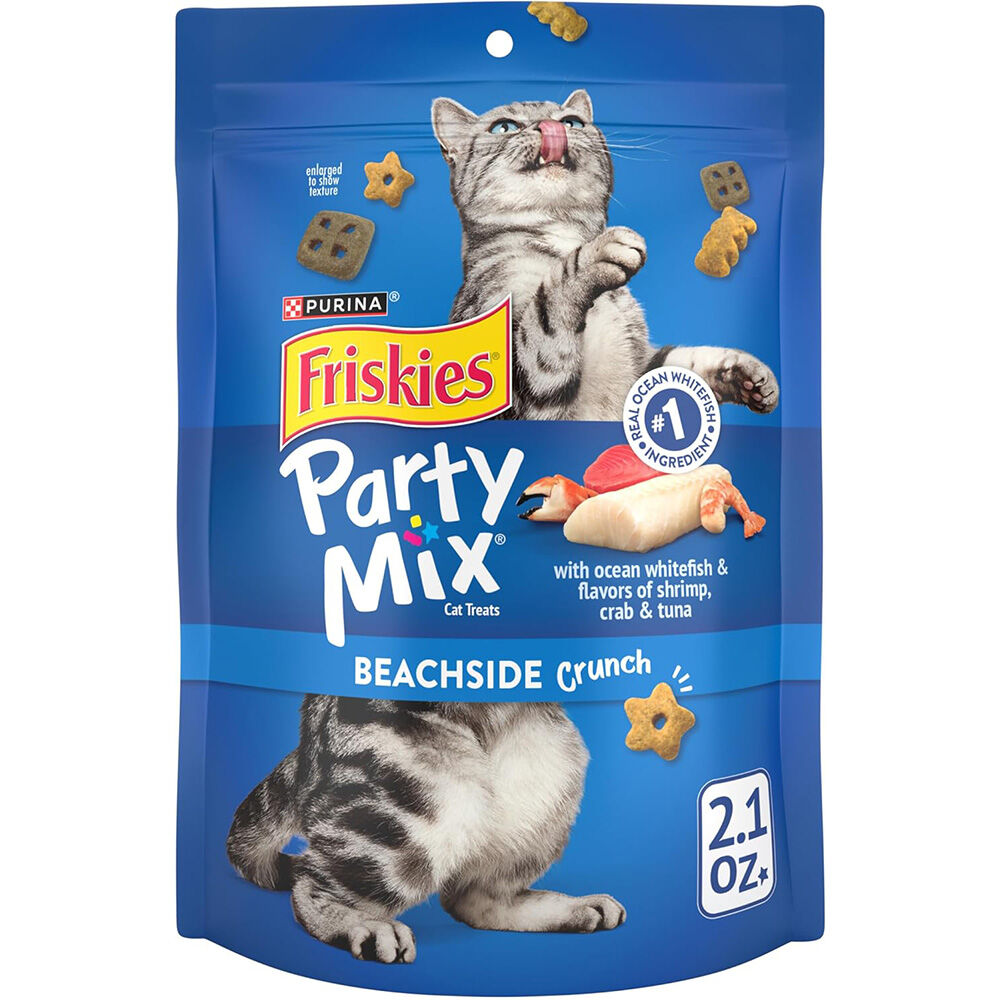 image of Friskies Cat Treats- Party Mix, Beachside Crunch, 2.1 oz