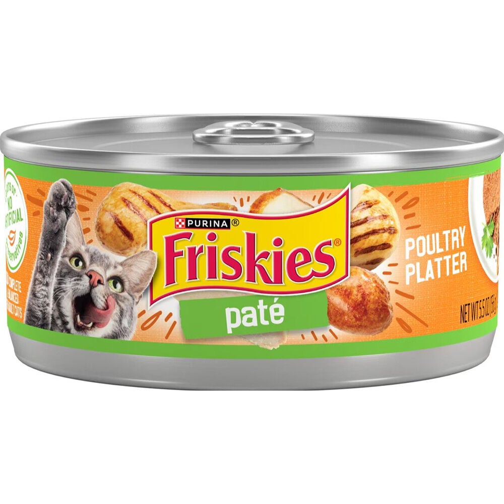 image of Friskies Wet Cat Food- Classic Pate, Poultry Platter, 5.5 oz