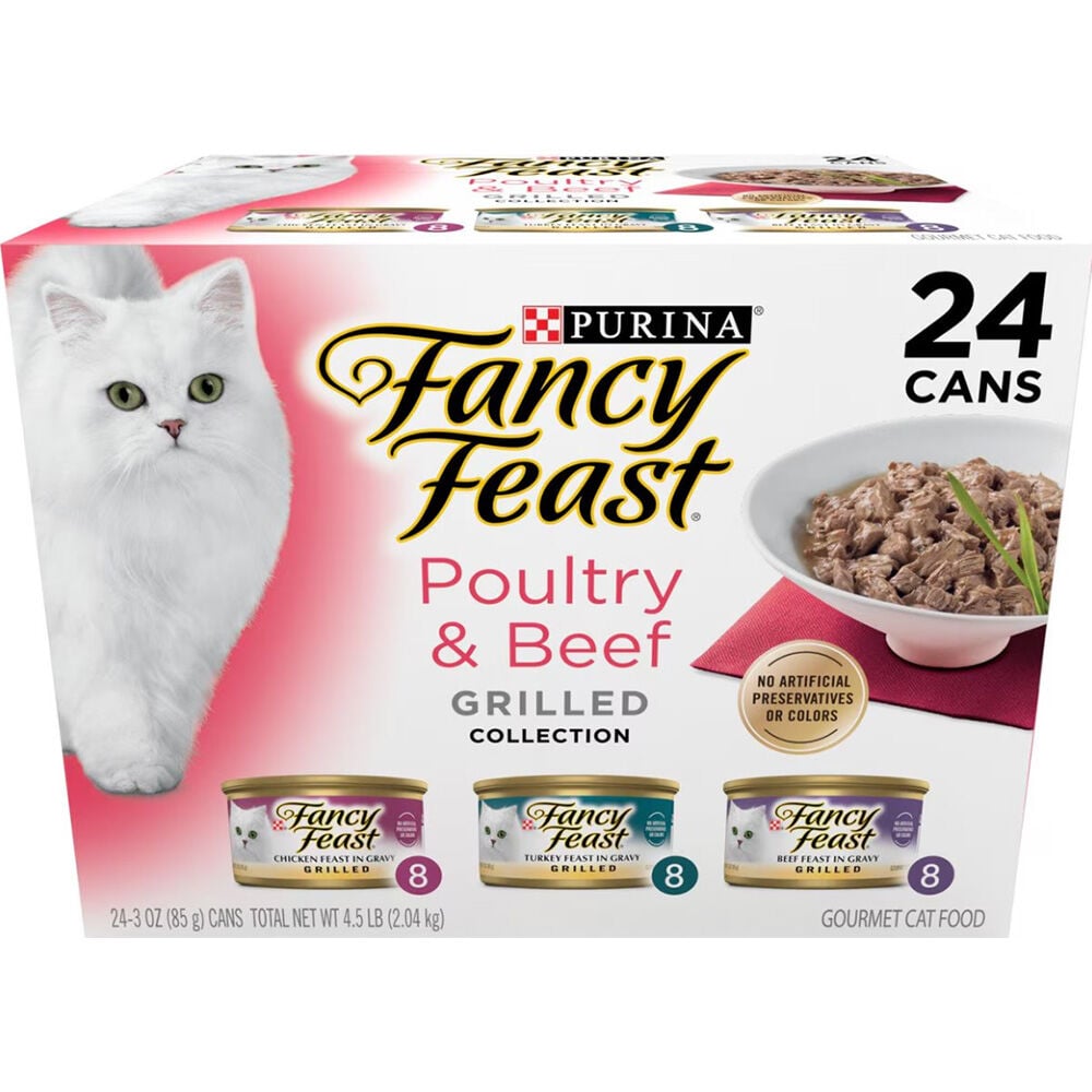 image of Fancy Feast Wet Cat Food- Grilled, Poultry and Beef Variety Pack, 3 oz, 24 pk