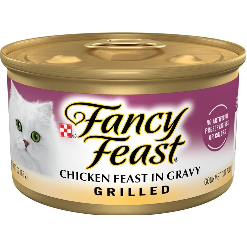 image of Fancy Feast Wet Cat Food- Grilled, Chicken Feast in Gravy, 3 oz