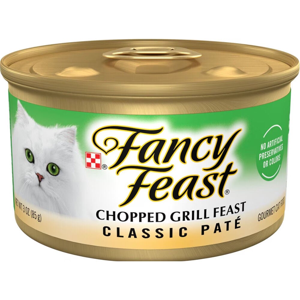 image of Fancy Feast Wet Cat Food- Classic Pate, Chopped Grill Feast, 3 oz