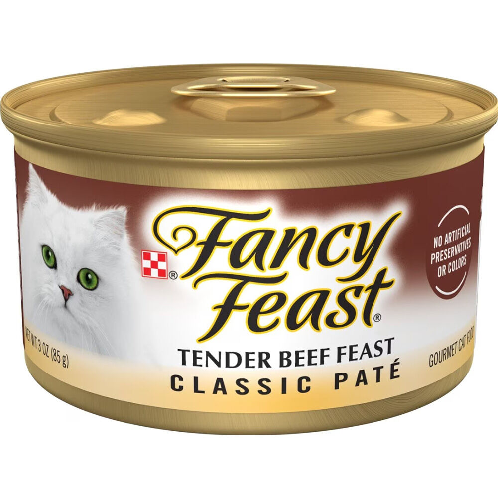 image of Fancy Feast Wet Cat Food- Classic Pate, Tender Beef Feast, 3 oz