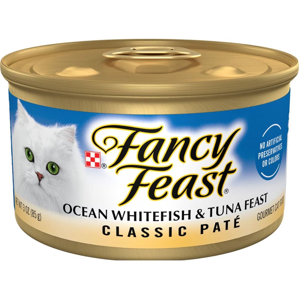 image of Fancy Feast Wet Cat Food- Classic Pate, Ocean White and Tuna Feast, 3 oz
