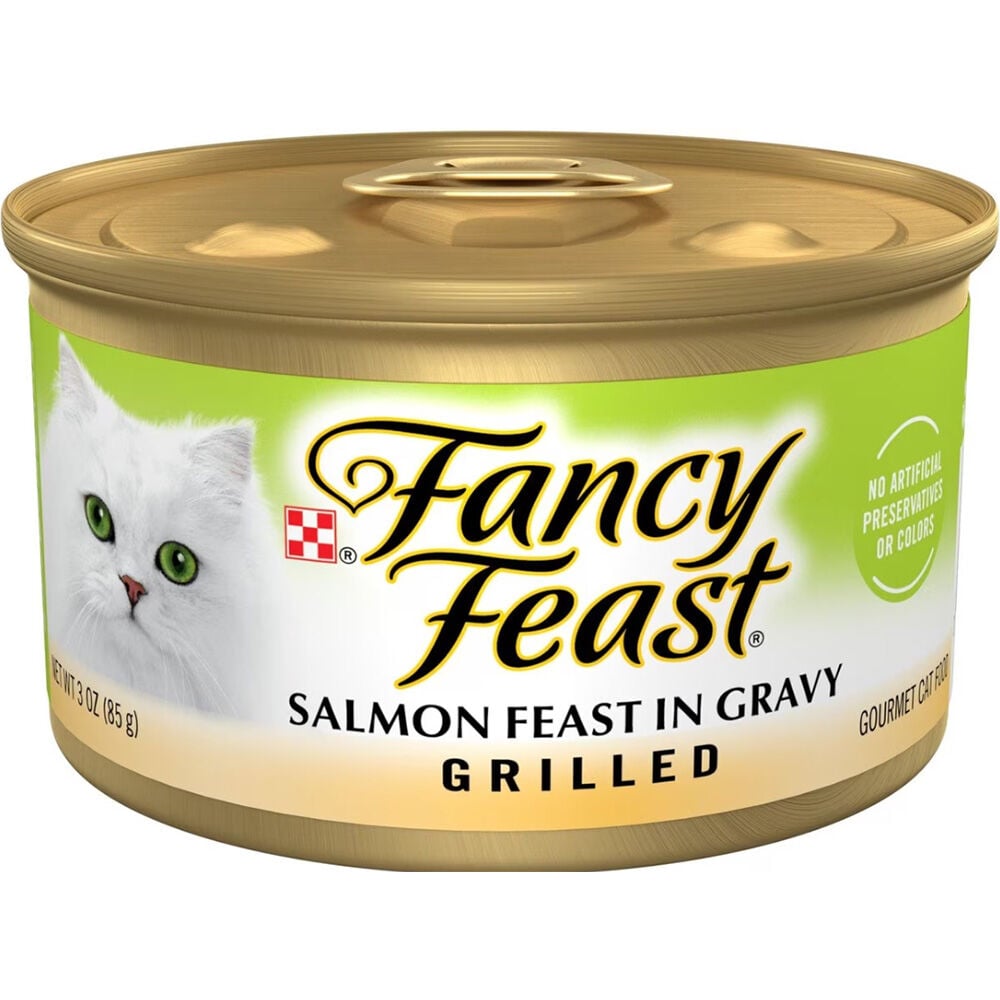 image of Fancy Feast Wet Cat Food- Grilled, Salmon Feast in Gravy, 3 oz
