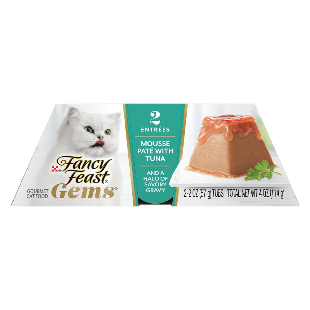 image of Fancy Feast Gems Mousse Tuna and Gravy Pate Wet Cat Food, 2 oz, 2 pk