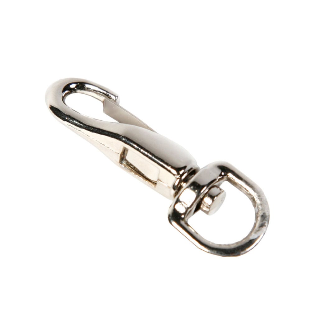image of Nickel Finish Swivel Round Eye Spring Snap, 2 1/8 in with 3/8 in Eye, 2 Piece