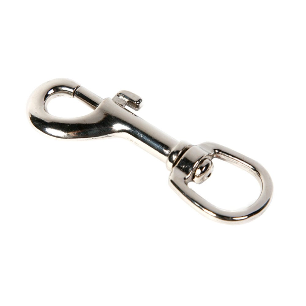 image of Nickel Finish Swivel Round Eye Bolt Snap, 3 1/16 in with 1/2-Inch Eye