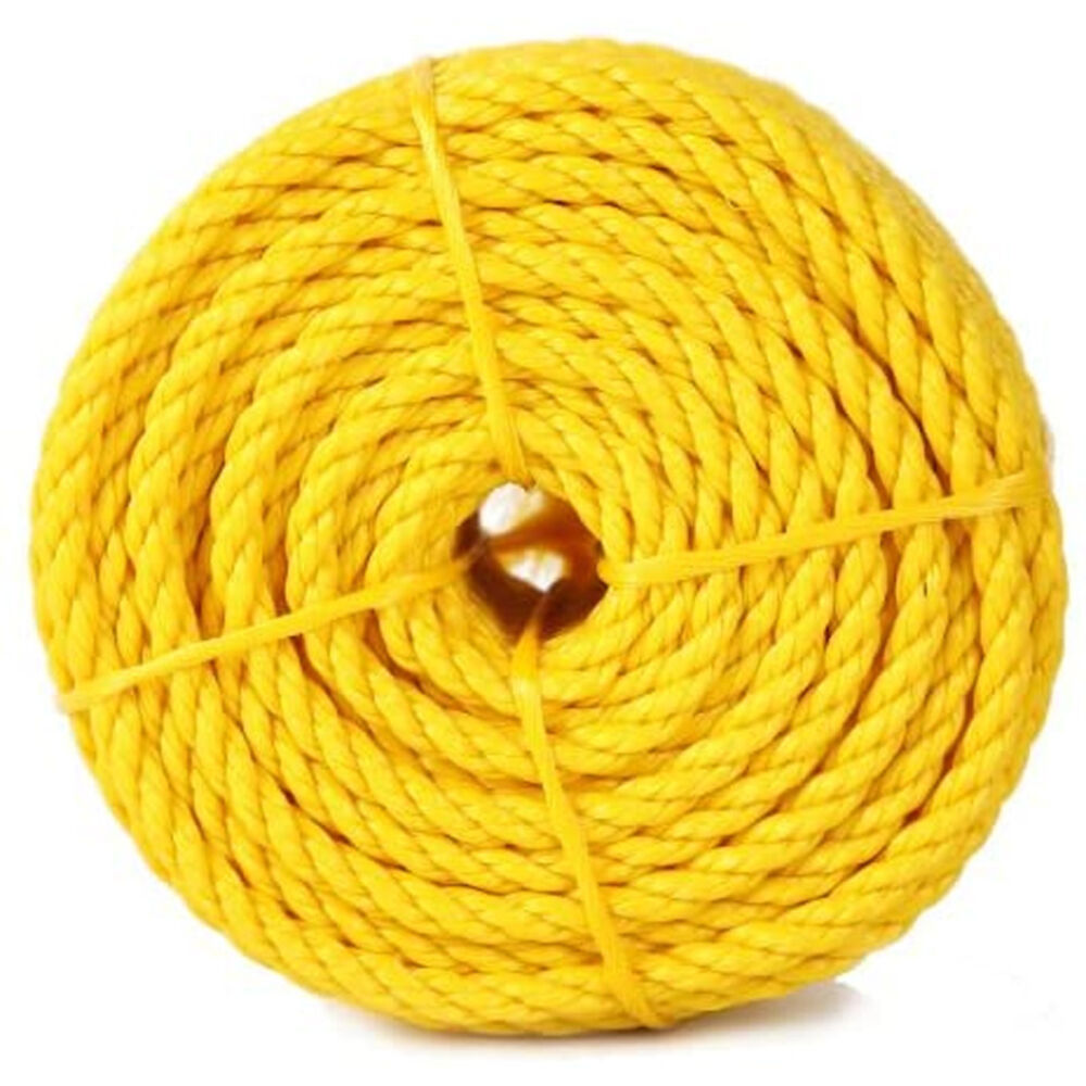 image of Twisted Polypropylene Rope, 1/4-Inch by 100 Feet, Yellow