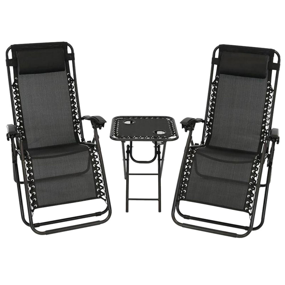 image of 3 Piece Patio Recliner and Table Set, Colors May Vary