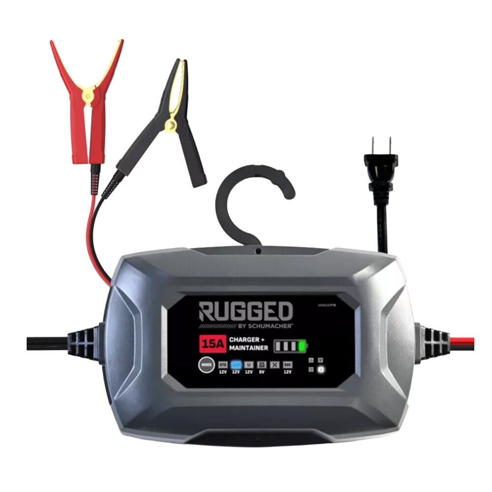 image of Rugged 15 Amp Car Battery Charger and Maintainer