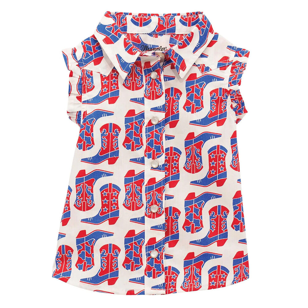 image of Infant/Toddler Cowgirl Boot Sleeveless Snap Shirt
