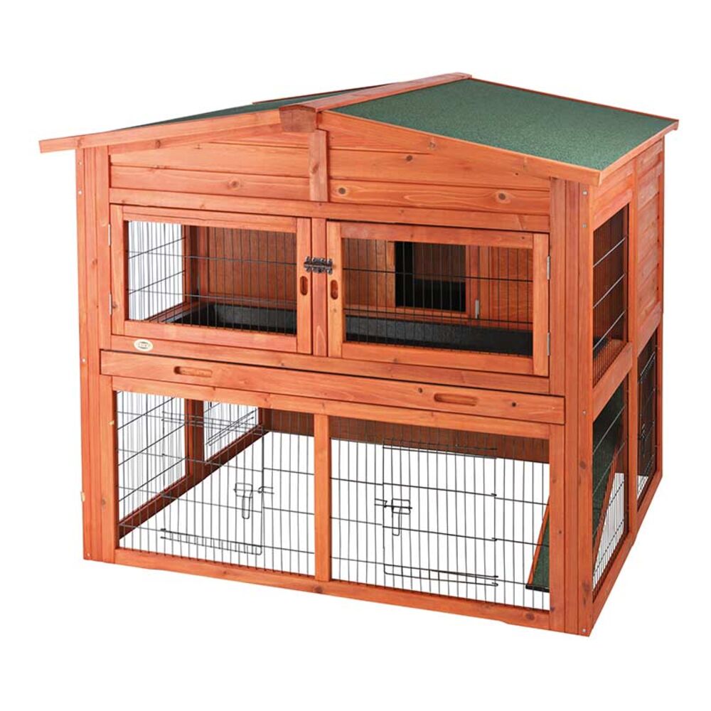 image of Natura Extra Large 2-Story Peaked Hinged Roof Rabbit Lodge Hutch
