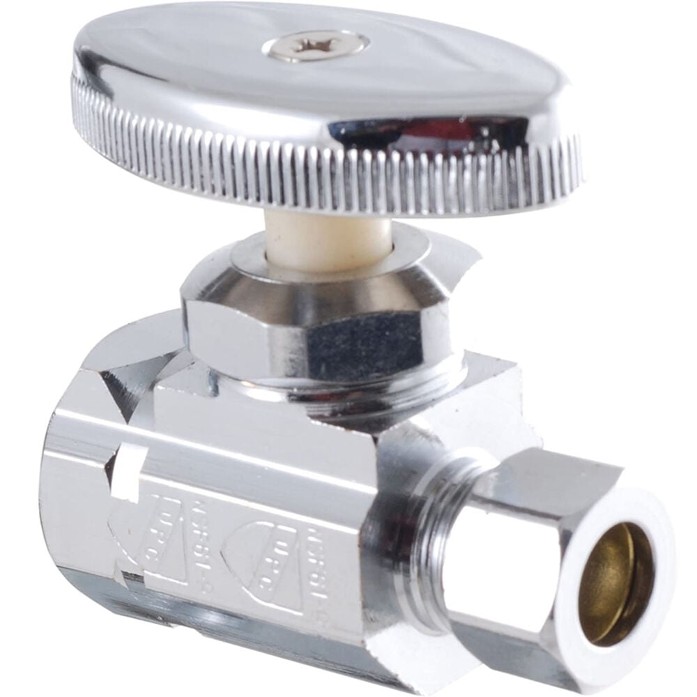 image of 537 6101 Low Lead Shut Off Street Valve 3/8-Inch Compression x 1/2-Inch FIP, Chrome