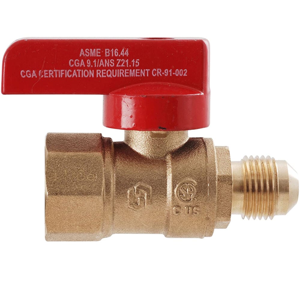 image of 509 1740 Brass Gas Ball Valve Flare Heavy Duty, 1/2-Inch x 3/8-Inch