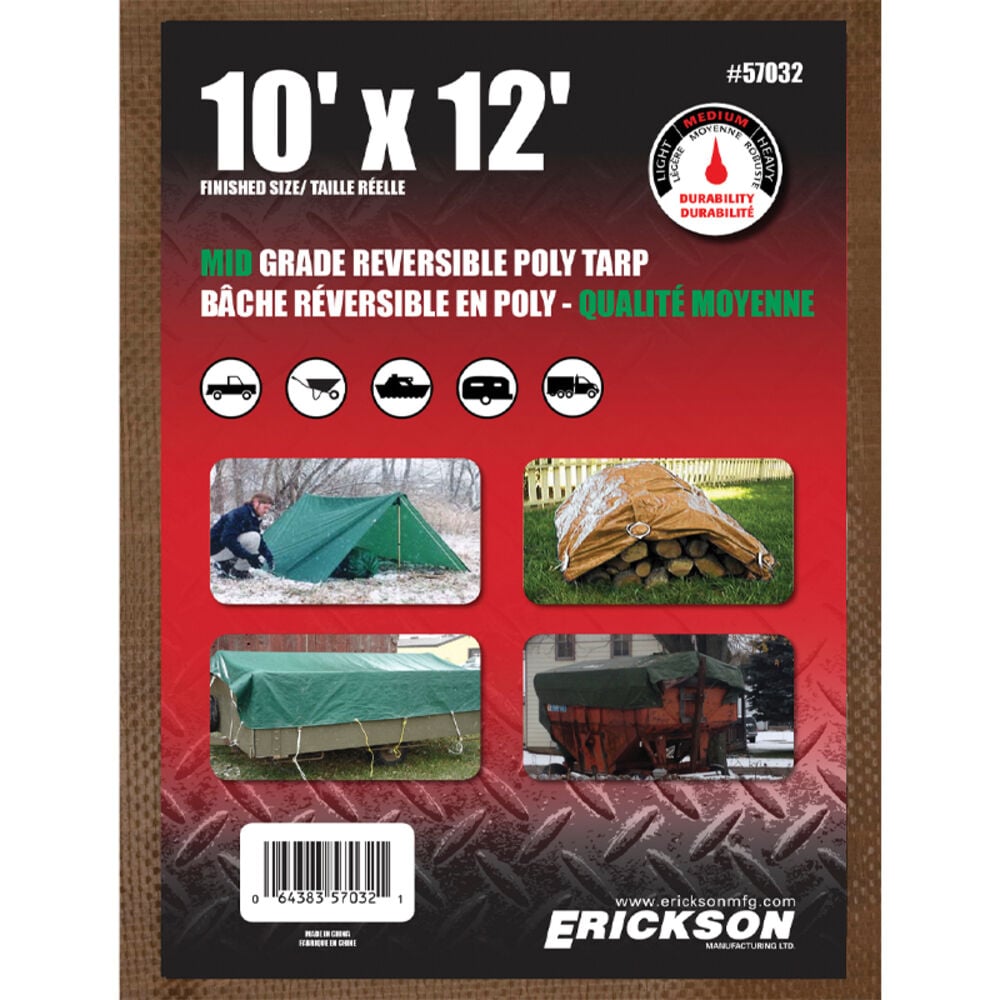 image of Brown And Green Mid Grade Reversible Poly Tarp, 10-ft x 12-ft