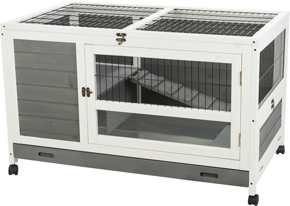image of Natura Small 2-Story Hinged Mesh Top Indoor Rabbit Hutch