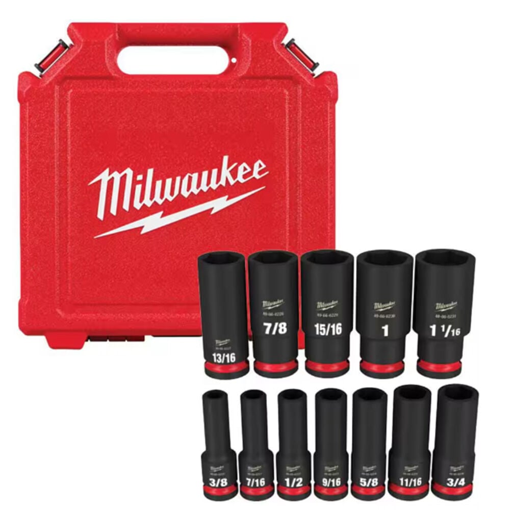 image of SHOCKWAVE 1/2 in Drive SAE Deep Well Impact Socket Set- 12 pc