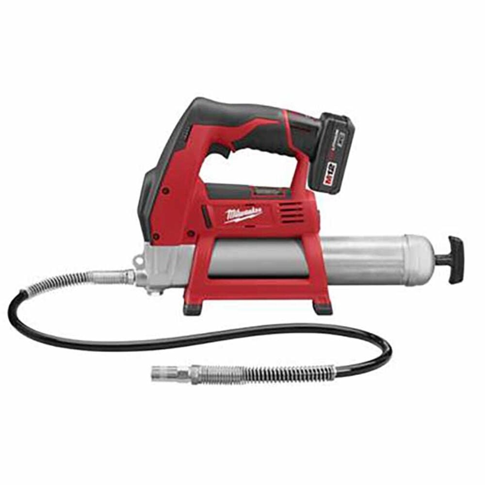 image of M12 12V Lithium-Ion Cordless Grease Gun Kit with One 3.0 Ah Battery, Charger and Tool Bag