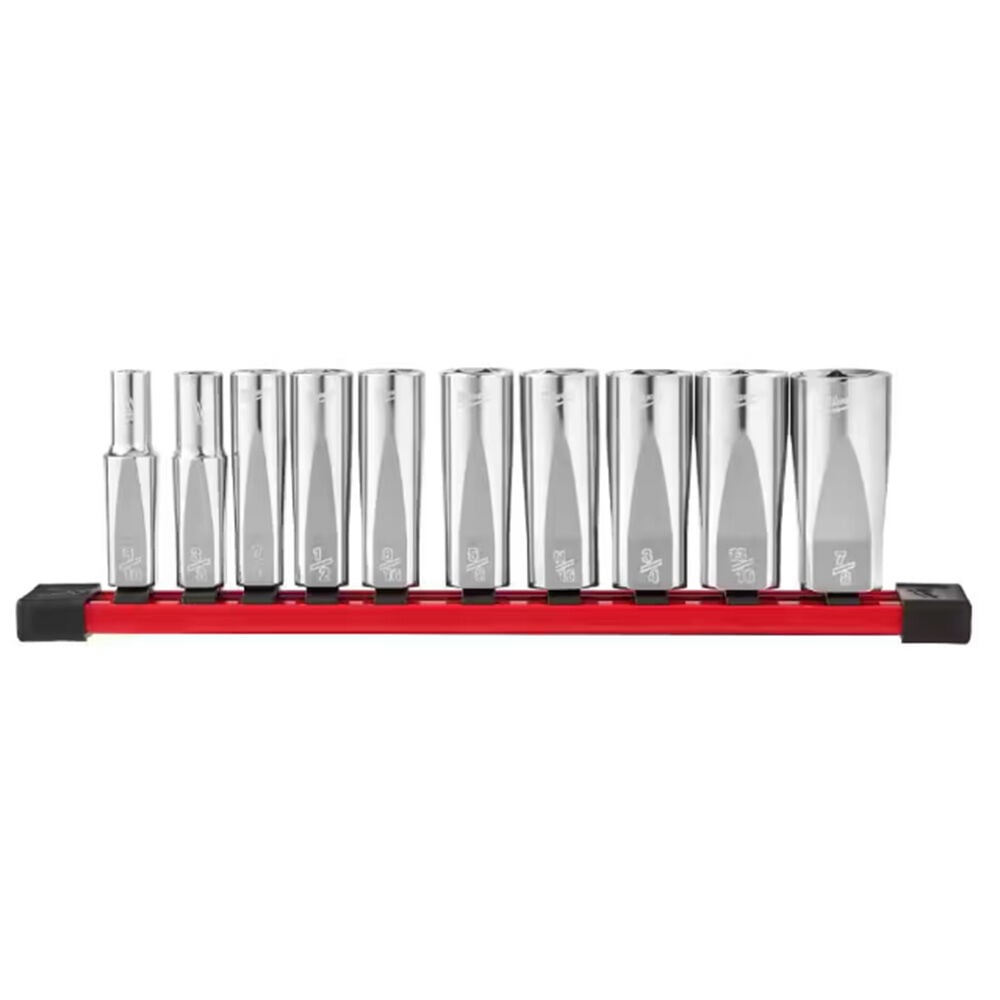 image of 3/8 in Drive SAE Deep Well 6-Point Socket Set- 10 pc