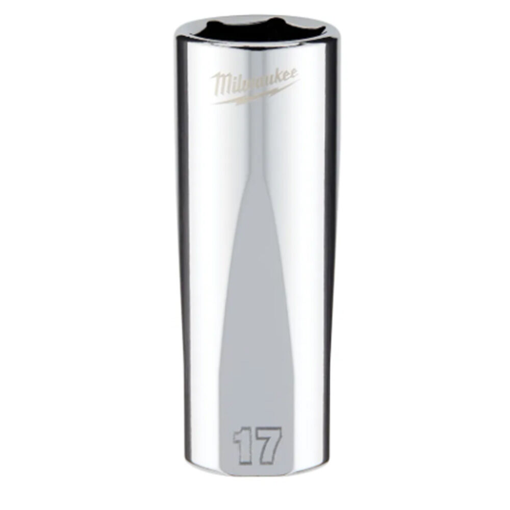 image of 3/8 in Drive 17mm Metric Deep Socket with FOUR FLAT Sides