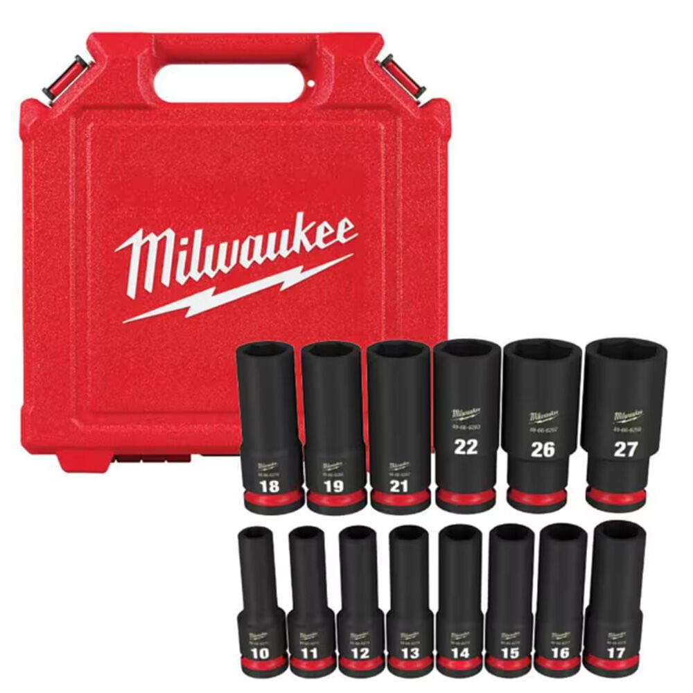 image of SHOCKWAVE 1/2 in Drive Metric Deep Well 6 Point Impact Socket Set- 14 pc