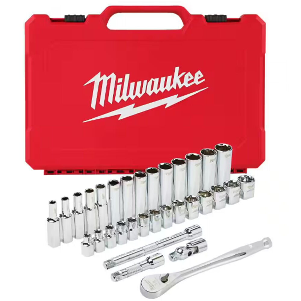 image of 3/8 in Drive Metric Ratchet and Socket Mechanics Tool Set- 32 pc