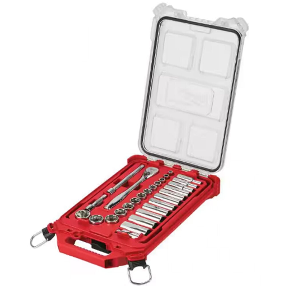 image of 3/8 in Drive Metric Ratchet and Socket Mechanics Tool Set with PACKOUT Case- 28 pc
