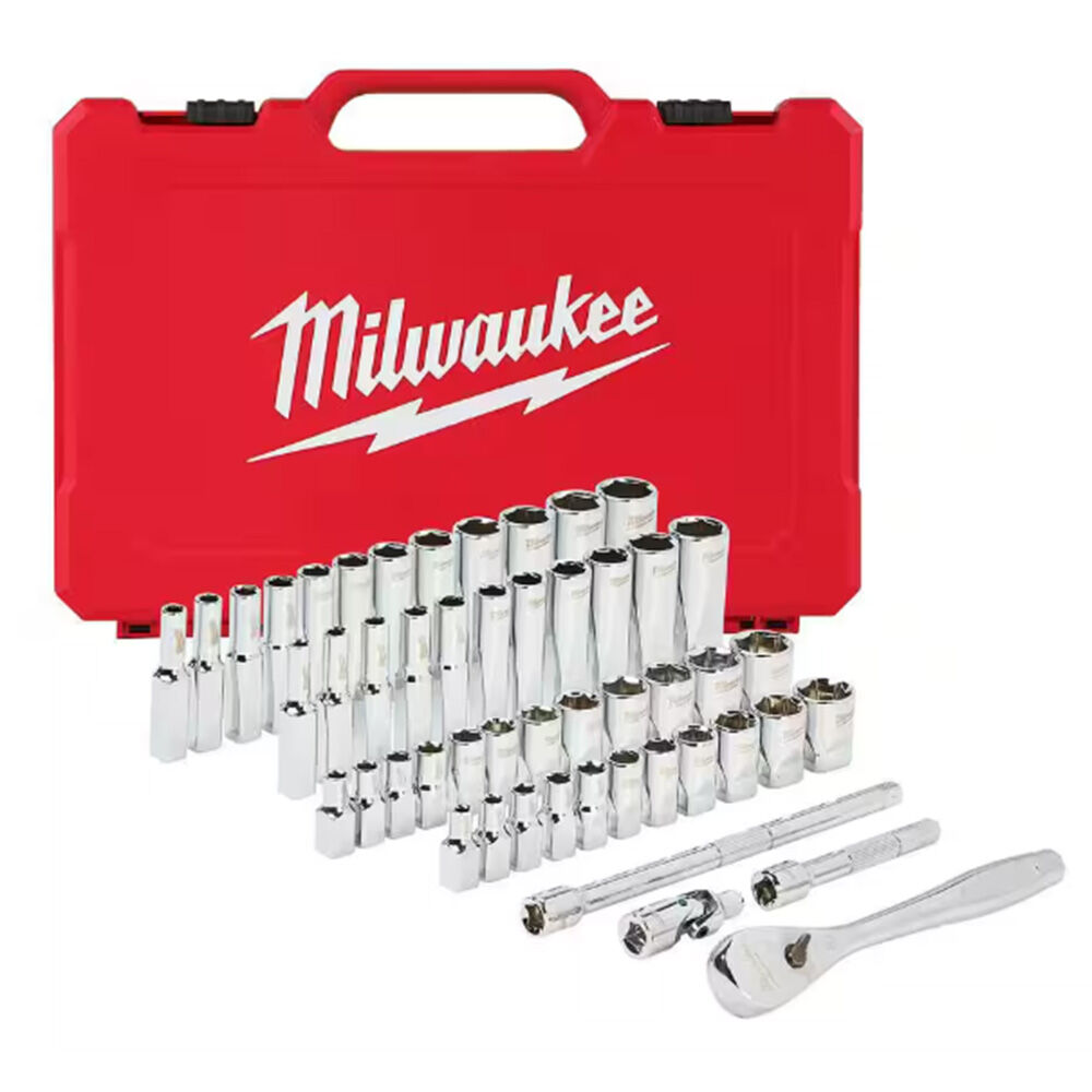 image of 1/4 in Drive SAE/Metric Ratchet and Socket Mechanics Tool Set- 50 pc