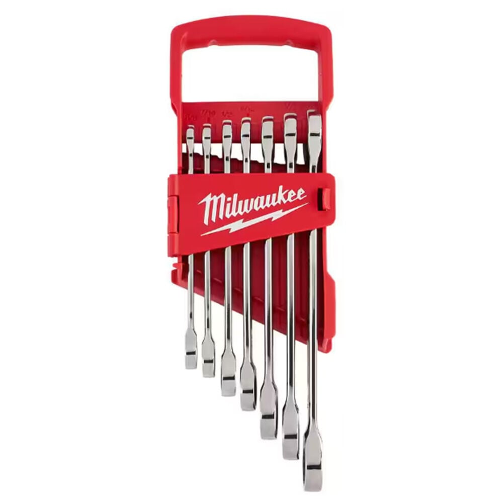 image of SAE Combination Ratcheting Wrench Mechanics Tool Set- 7 pc