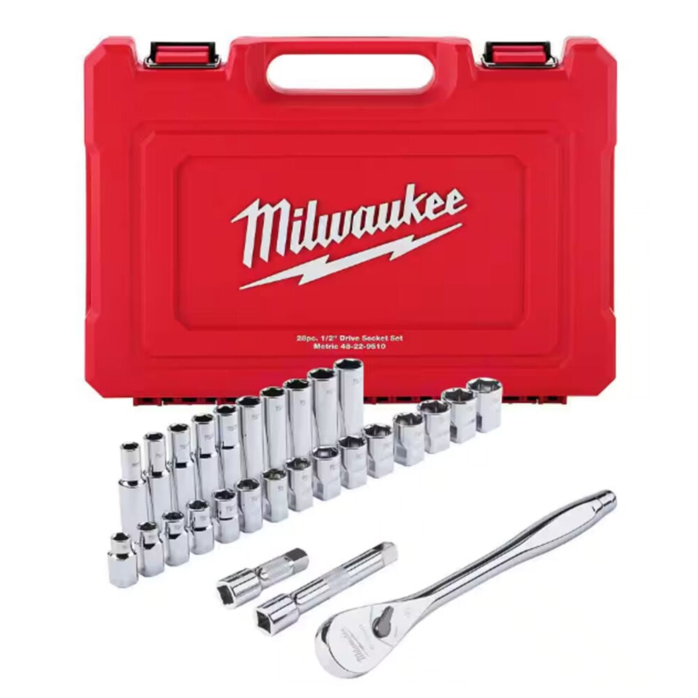 image of 1/2 in Drive Metric Ratchet and Socket Mechanics Tool Set- 28 pc