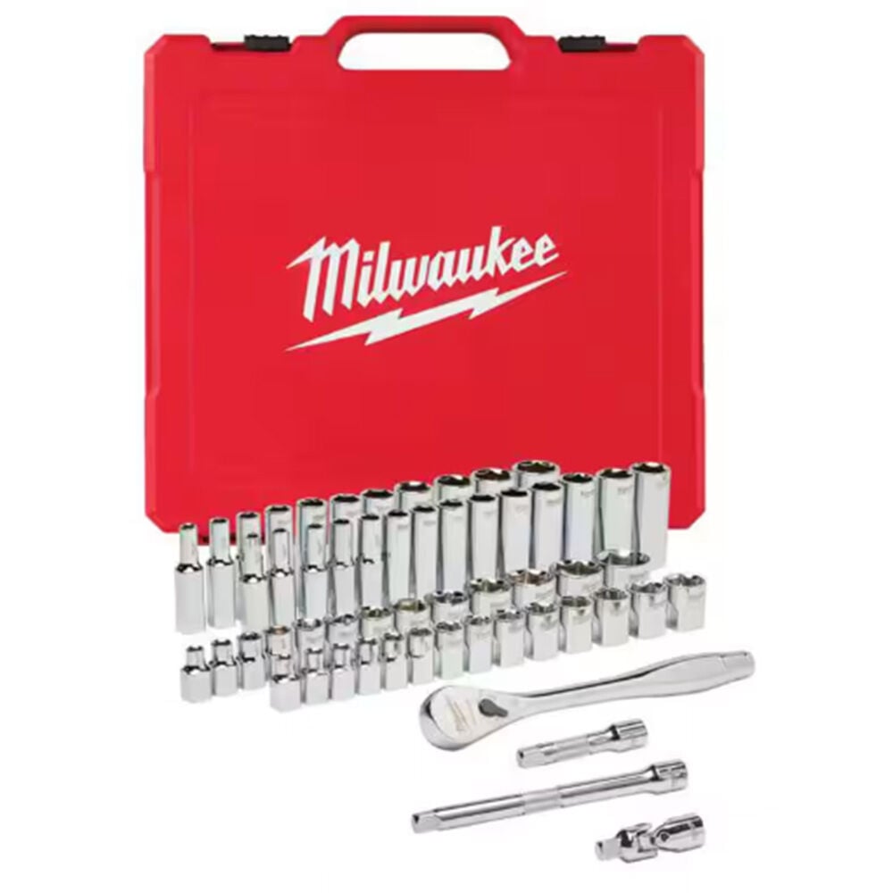 image of 3/8 in Drive SAE/Metric Ratchet and Socket Mechanics Tool Set- 56 pc