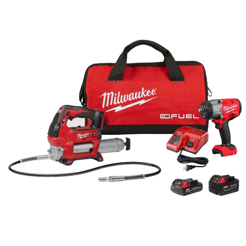 image of High Torque Impact Wrench and Grease Gun Combo Kit