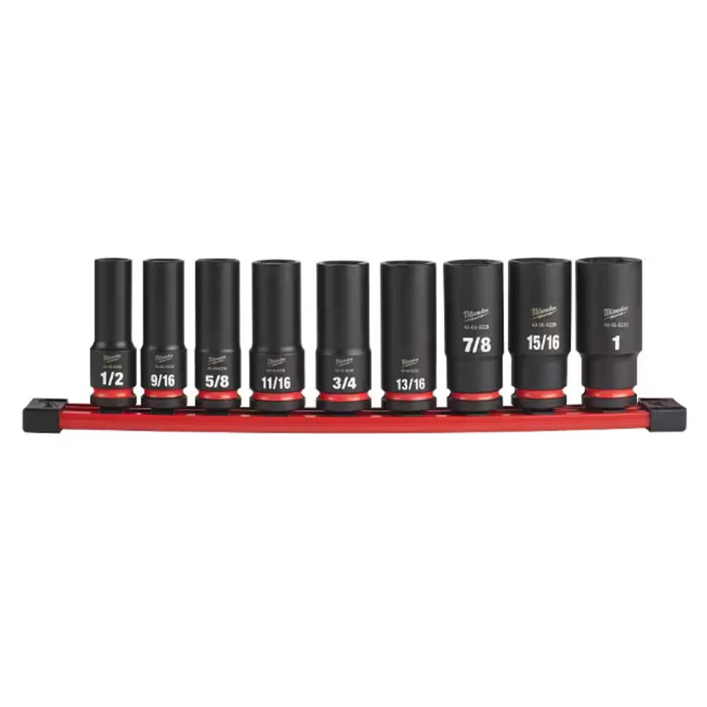 image of SHOCKWAVE Impact Duty 1/2 in Drive SAE Deep Well Impact Socket Set- 9 pc