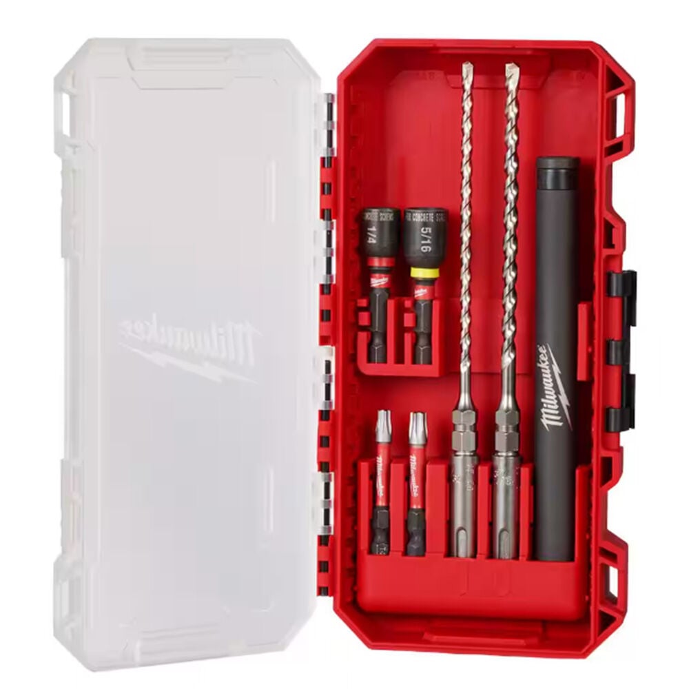 image of 1/4 in x 5/32 in Carbide Tip SDS-PLUS Concrete Screw Drill and Bit Set- 7 pc