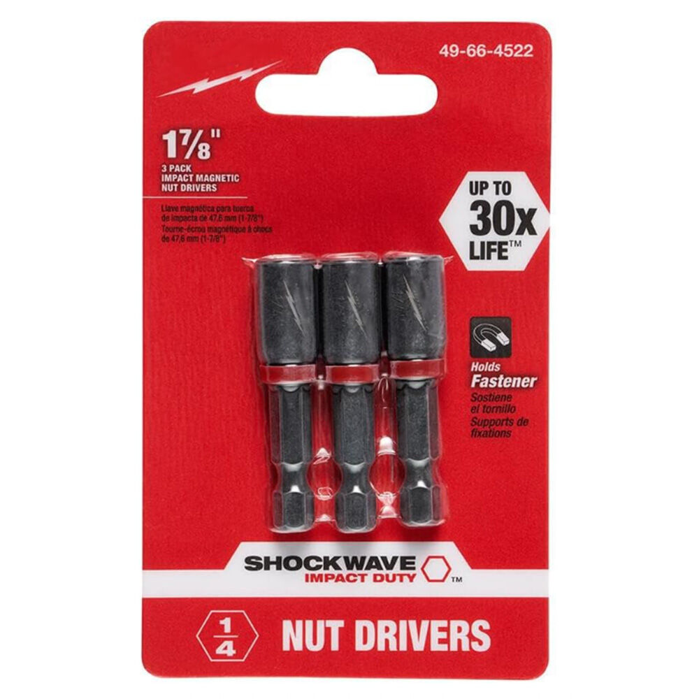 image of SHOCKWAVE Impact Duty 1/4 in x 1 7/8 in Alloy Steel Magnetic Nut Driver Set- 3pc