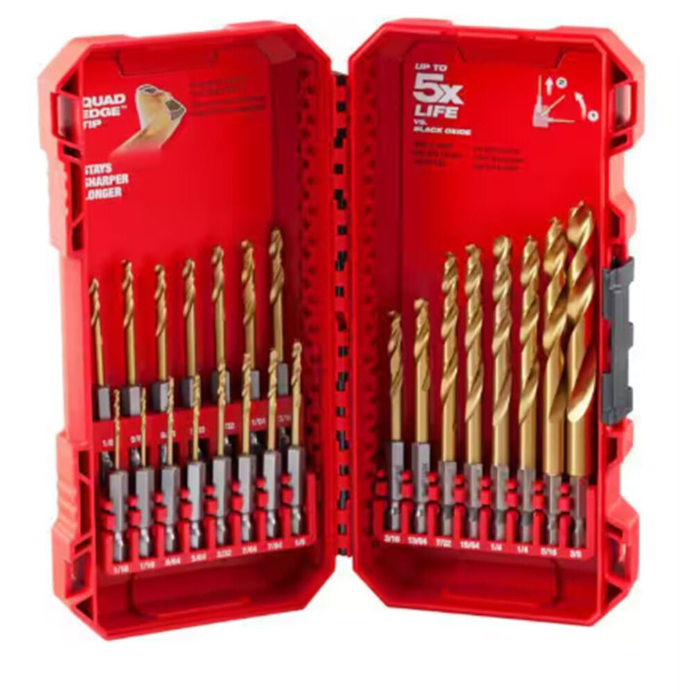 image of SHOCKWAVE Impact Duty RED HELIX Titanium Drill Bit Set- 23 pc