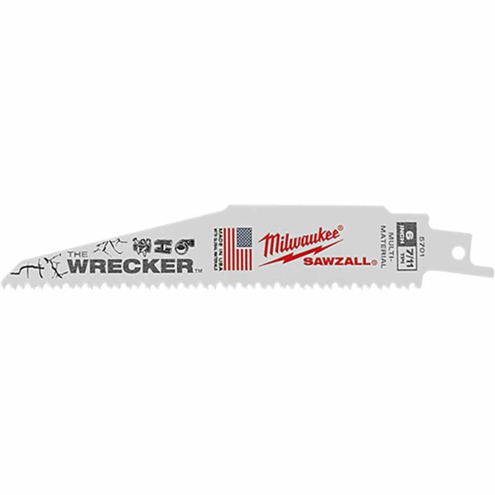 image of 6-in 7/11 TPI The Wrecker Multi-Material Sawzall Blade, 5 pack