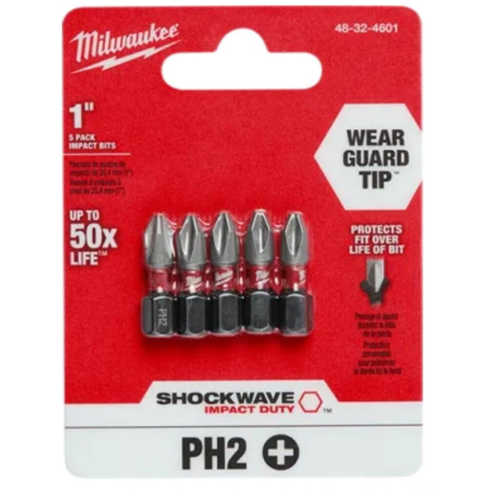 image of SHOCKWAVE Impact Duty 1 in Phillips #2 Alloy Steel Insert Set- 5 pc