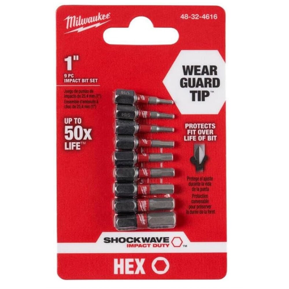 image of SHOCKWAVE Impact Duty Alloy Steel Hex Screw Driver Bit Set- 9 pc