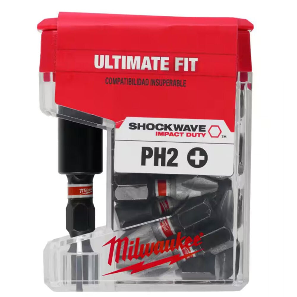 image of SHOCKWAVE Impact Duty 1 in Phillips #2 Alloy Steel Insert Bit With Holder- 25 pc