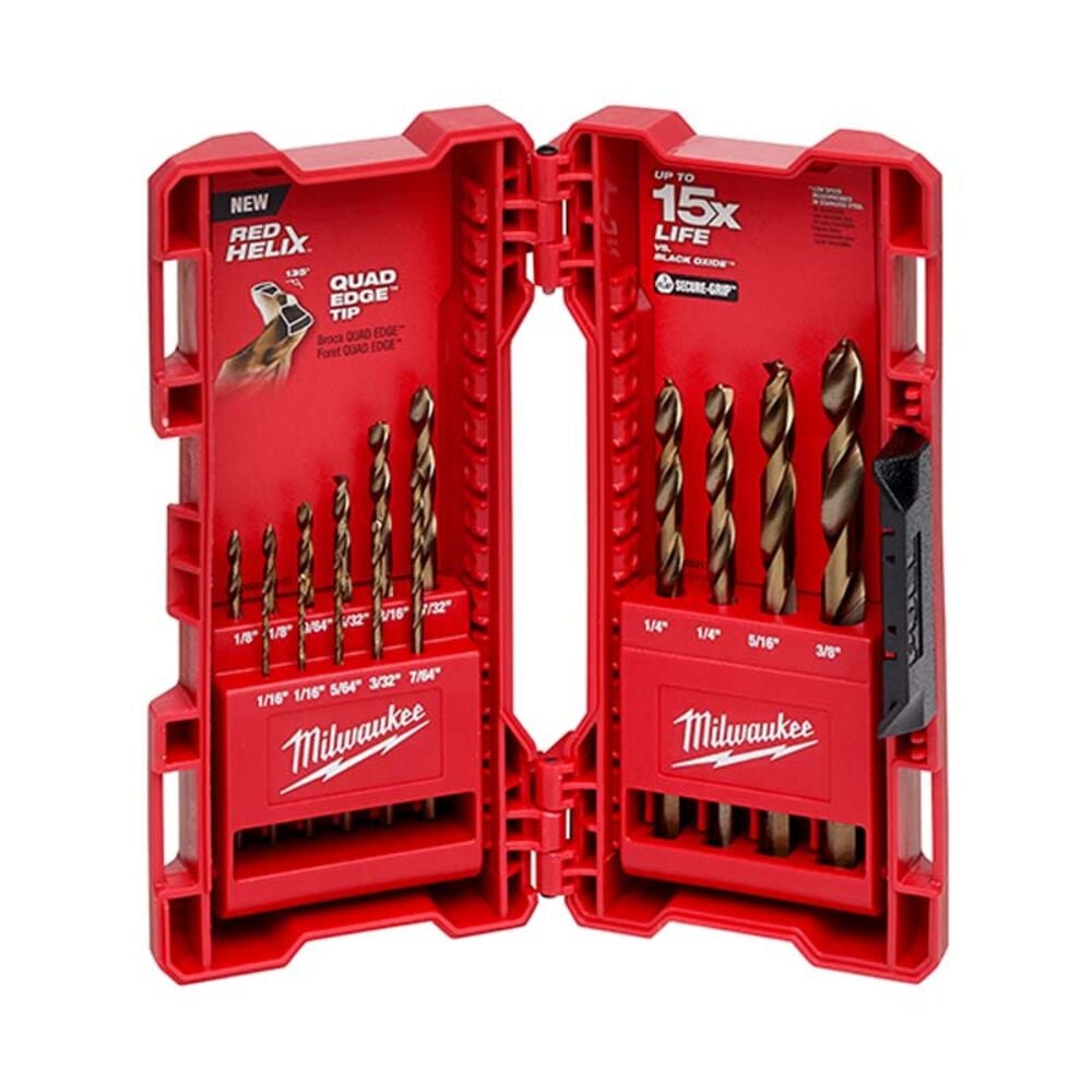 image of 15 Piece Cobalt Red Helix Drill Bit Kit