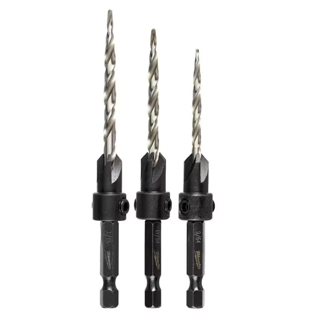 image of #6/#8/#10 Wood Countersink Drill Bit Set- 3 pc