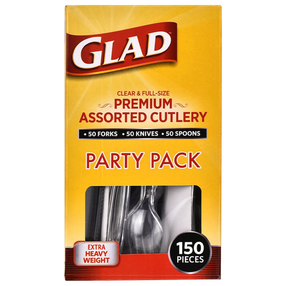 image of Premium Assorted Plastic Cutlery, 150 Piece Set